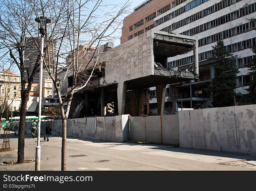 Demolished buildings in Belgrade