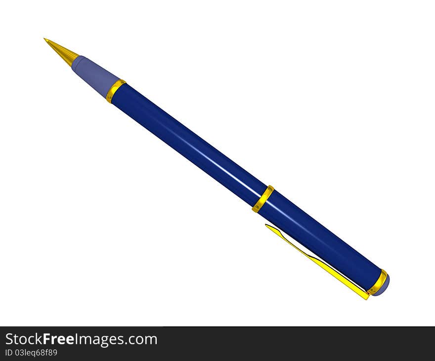 Stylish blue pen on a white background