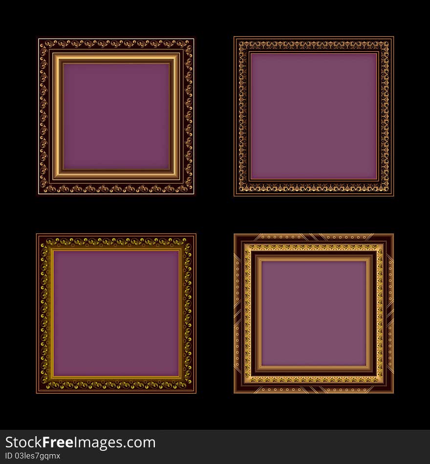 Set of retro frames on a black background. Set of retro frames on a black background