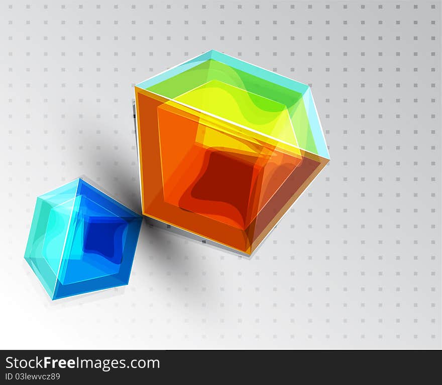 Vector Shiny Transparent Glass Cube Background