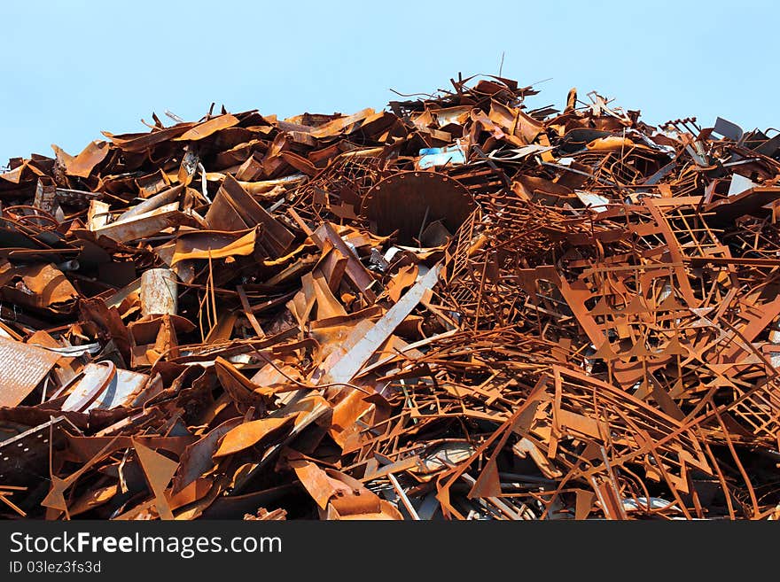 Pile of scrap metal for recycling