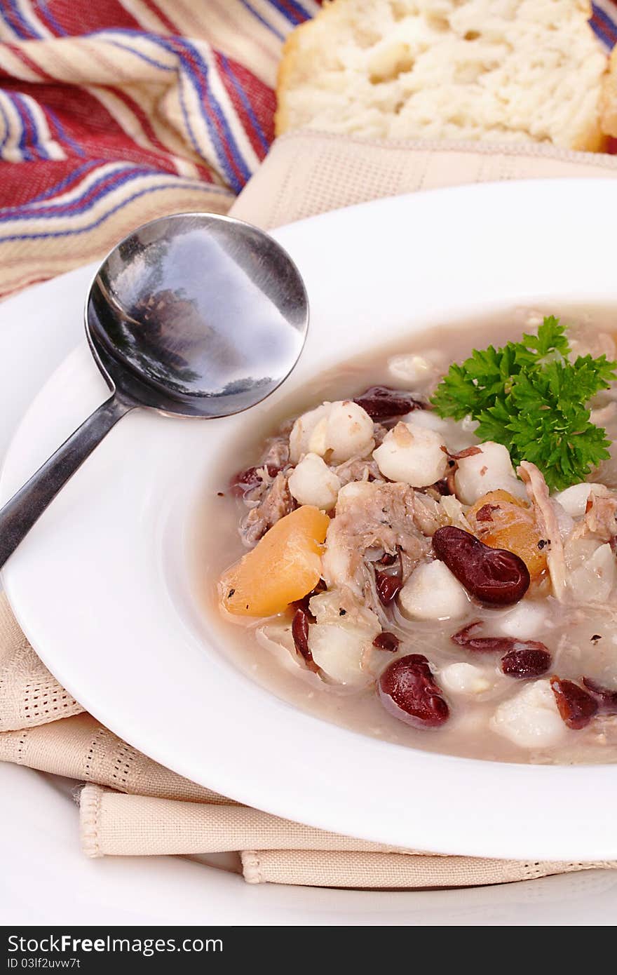 Traditional native american chowder loaded with harvest vegetables. Traditional native american chowder loaded with harvest vegetables