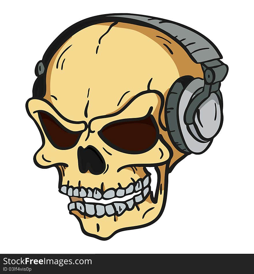 Skull with headphones