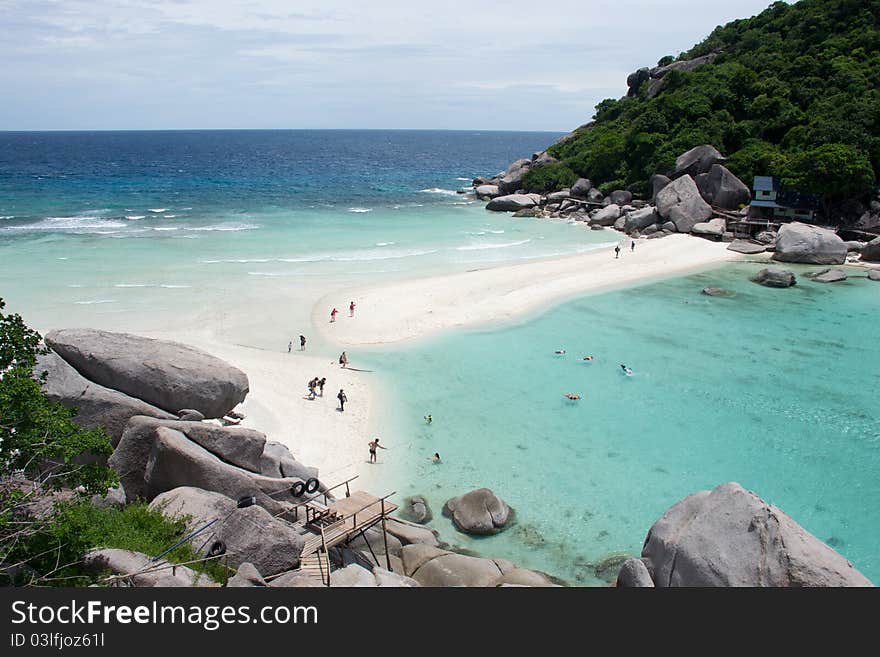 Landscape of nangyuan island of the clear ocean, clear sky , and activity.