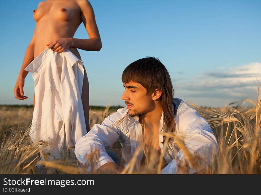 Lovers on wheat field