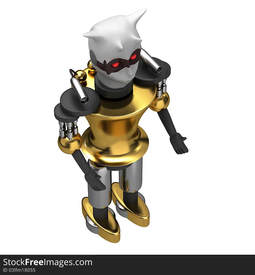 Robot masked with a gold shell