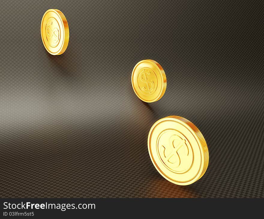 Gold coin on a black background isolated