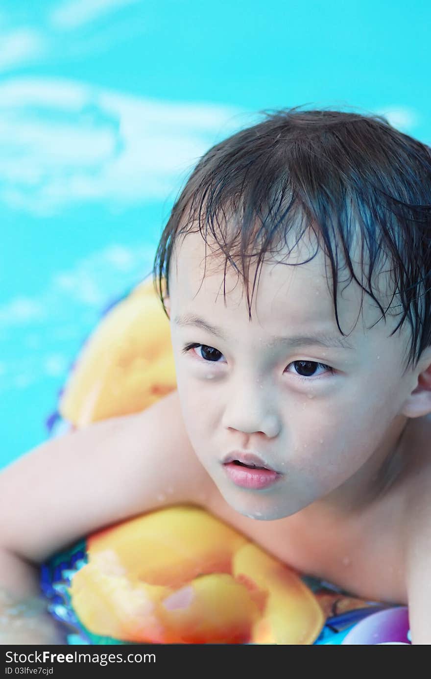 Asian young boy activity on the beach