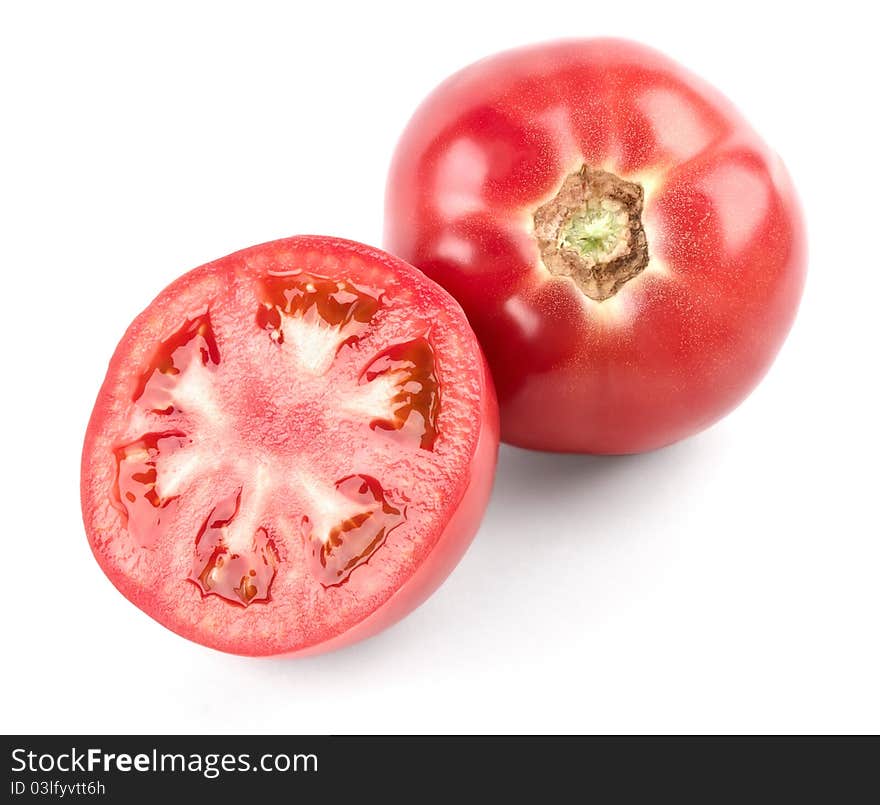 Tomato and half isolated on white background