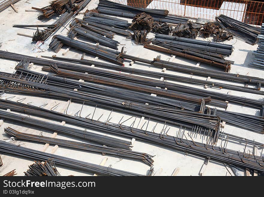 Steel bars close-up background. Reinforcing bar background