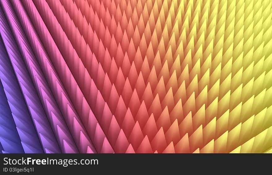 3d rendering of abstract colorful pyramid array