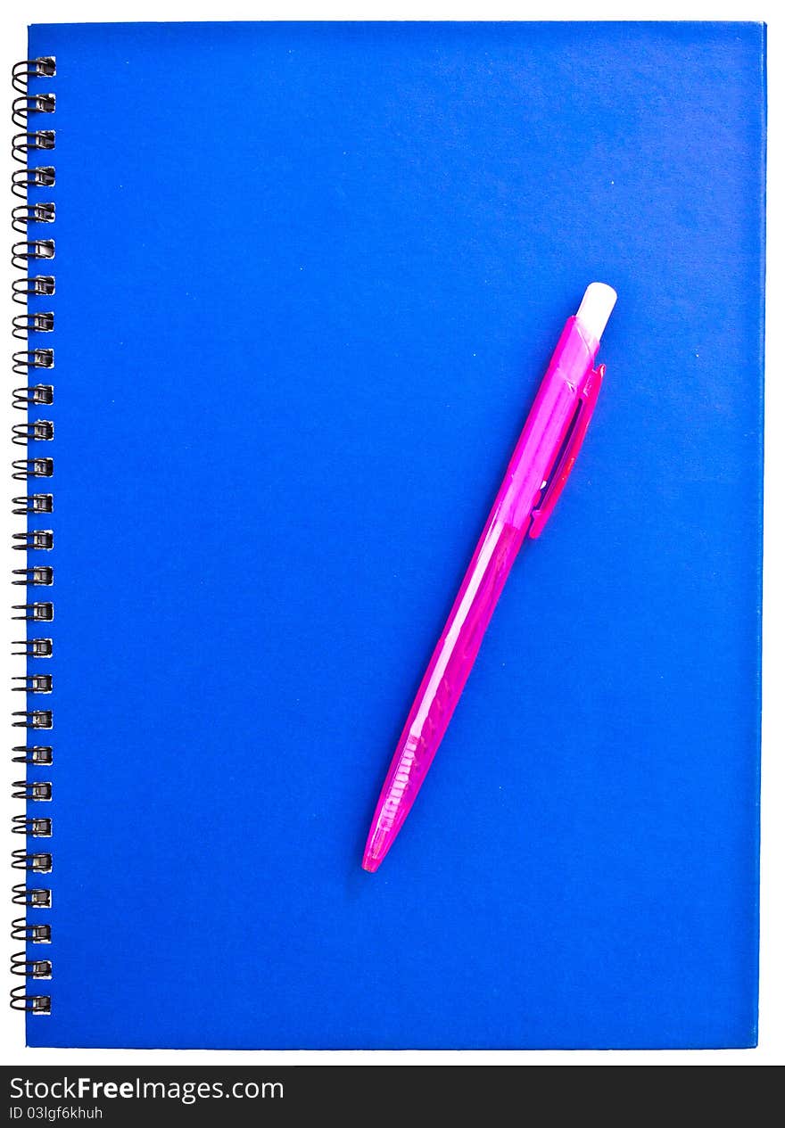 Pink pen on the notebook