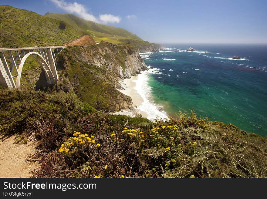 Bixby bridge on highway 1 in California. Bixby bridge on highway 1 in California.