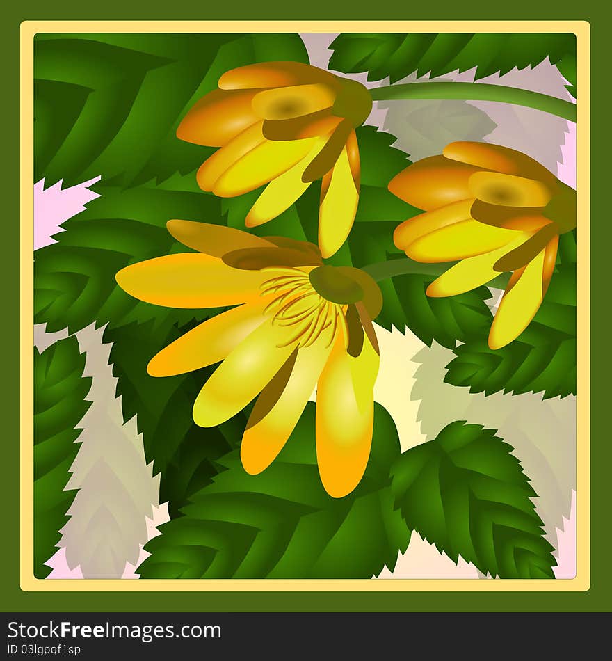 Forest flowers. This is an illustration of beautiful flowers on a light background.