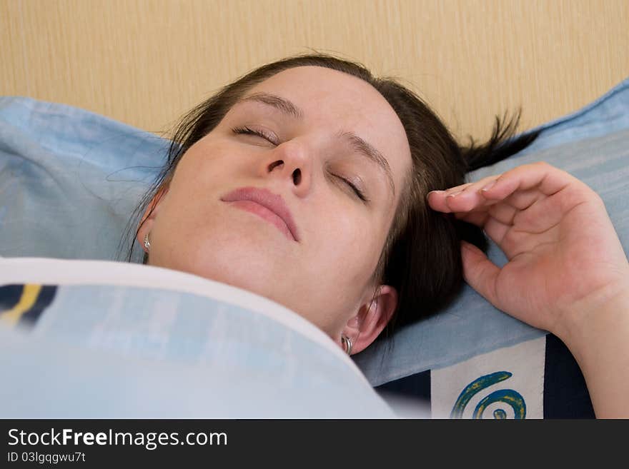 Portrait of a young girl sleeping