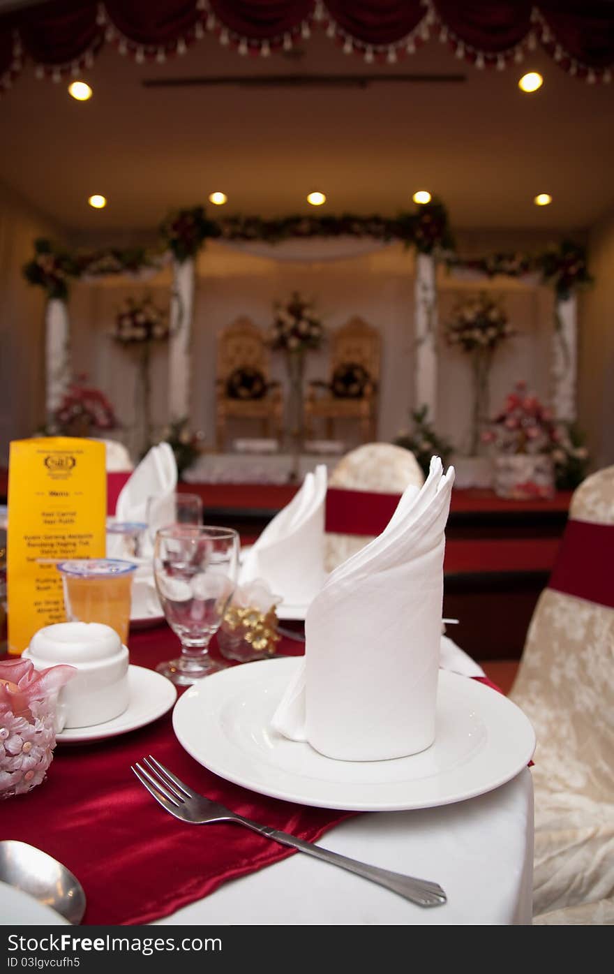 Dining Table And Wedding Reception Stage