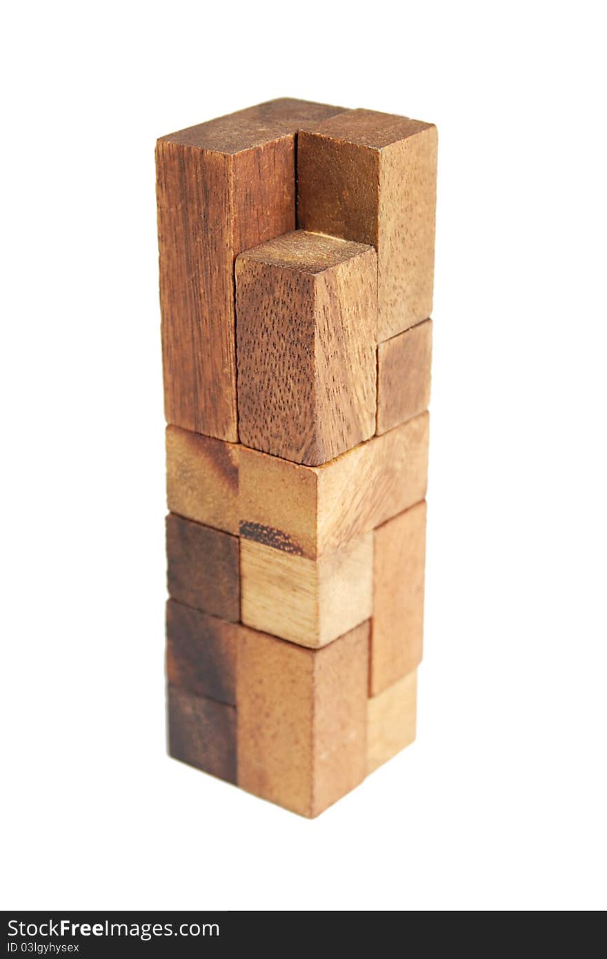 Wooden Puzzle Tower Isolated