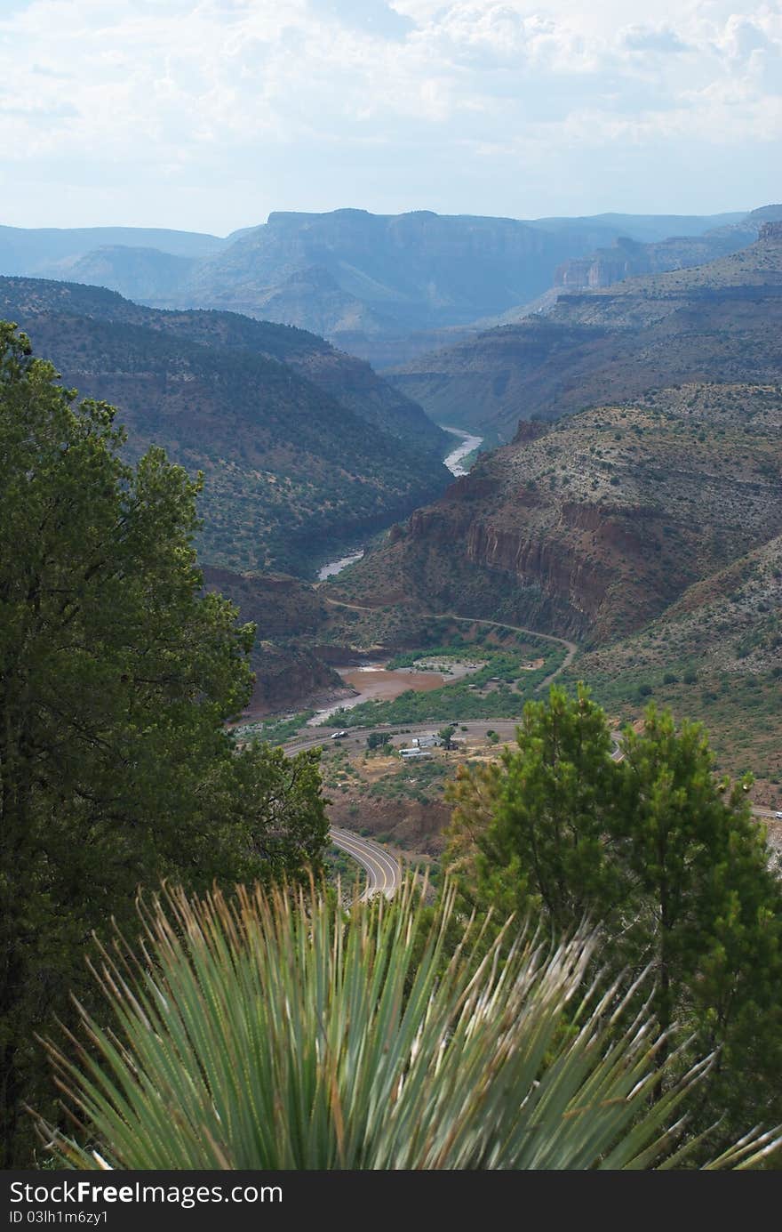 Beautiful Desert Canyon With Running River