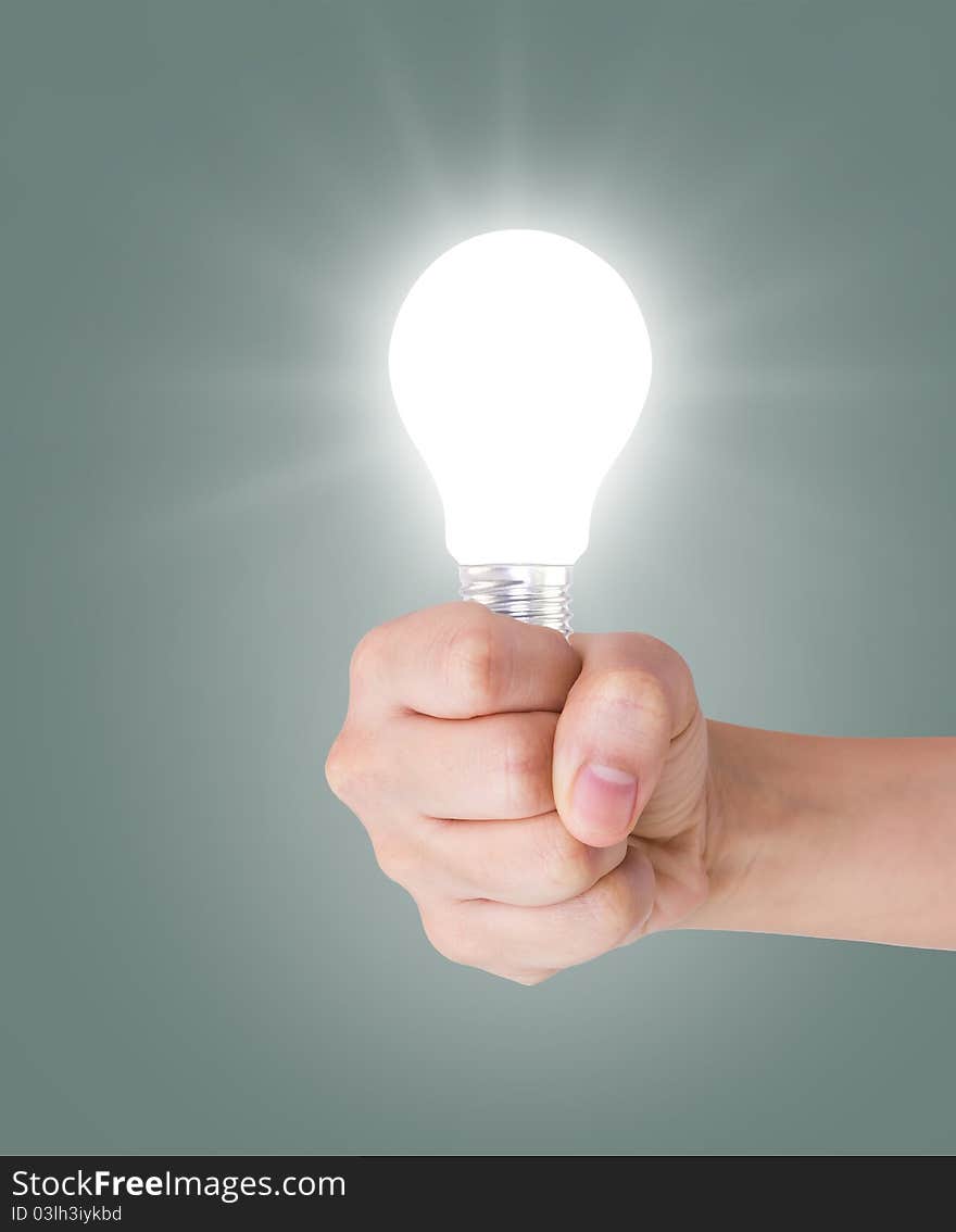 Woman hand with Light bulb. Woman hand with Light bulb.