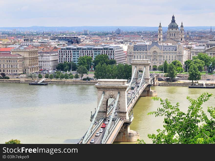 Budapest with chain bridge