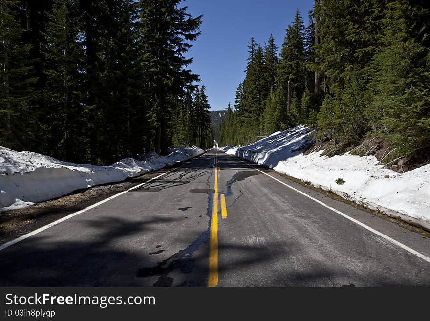 Still heavy snow in Crater lake in July, east Rim can only by walk. Still heavy snow in Crater lake in July, east Rim can only by walk