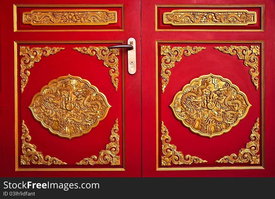 Native chinese sculpture on wooden window