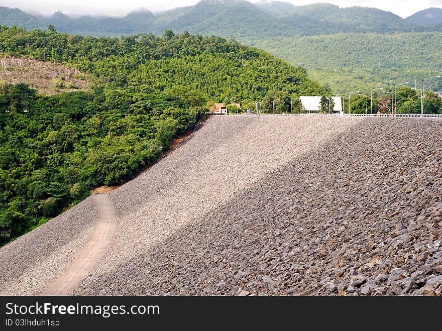 The rock behind the dam. The rock behind the dam