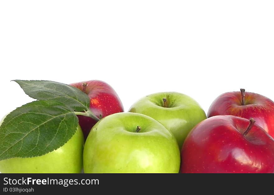 Red and green apples are shown in the picture. Red and green apples are shown in the picture.