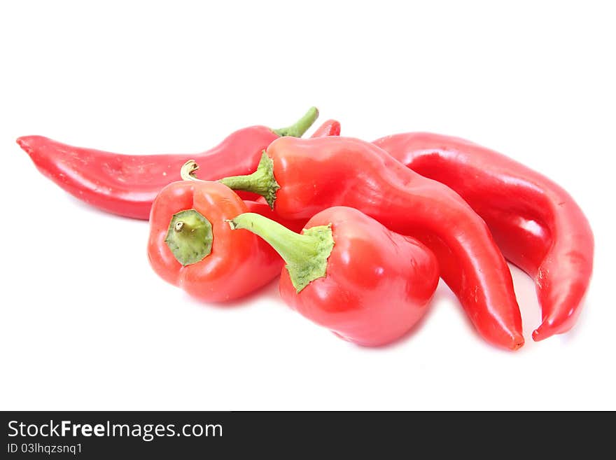 Red peppers isolated on white background