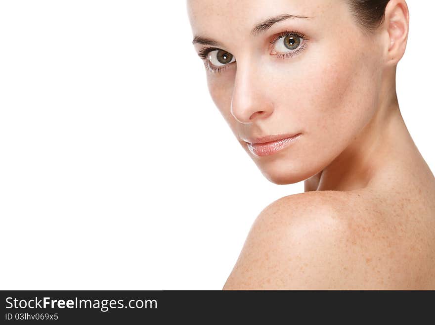 Close-up portrait of caucasian young woman. Close-up portrait of caucasian young woman