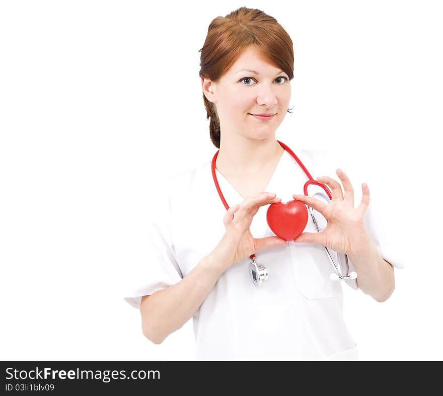 Portrait of doctor or nurse smiling with isolated background