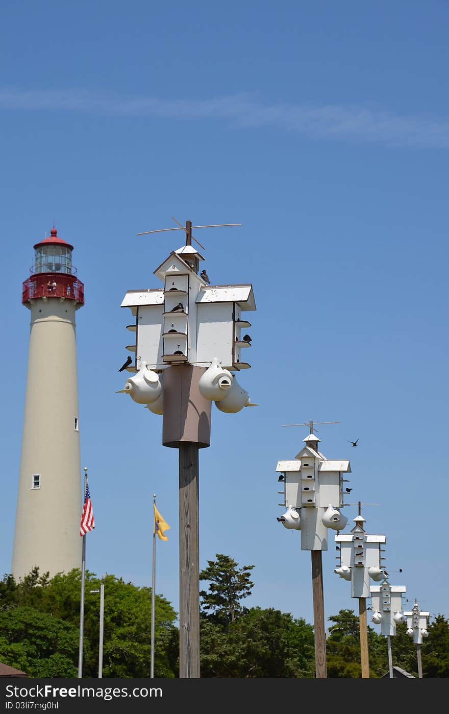 Capemay light house and birdhouse view at noon. Capemay light house and birdhouse view at noon