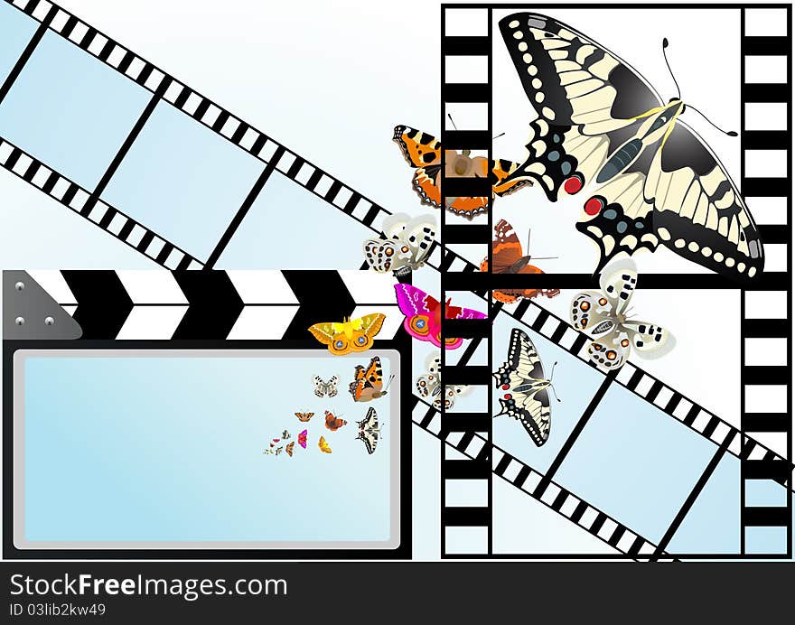 Movie cracker, used in the process of making a film with a screen from which emerge a butterfly. Movie cracker, used in the process of making a film with a screen from which emerge a butterfly.