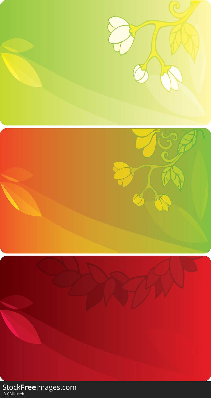 3  flower labels banners or visit cards. 3  flower labels banners or visit cards