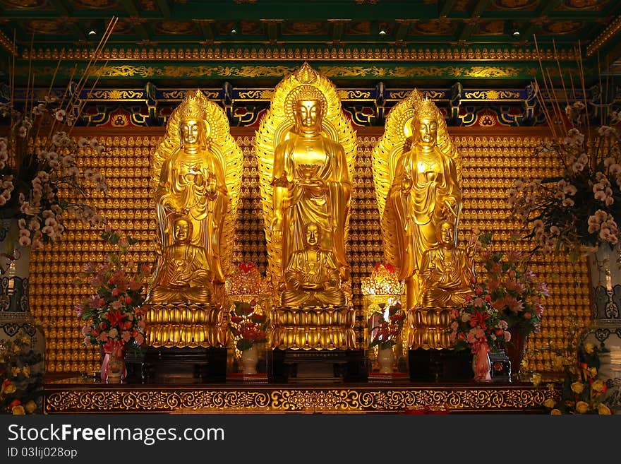 The golden buddha of temple