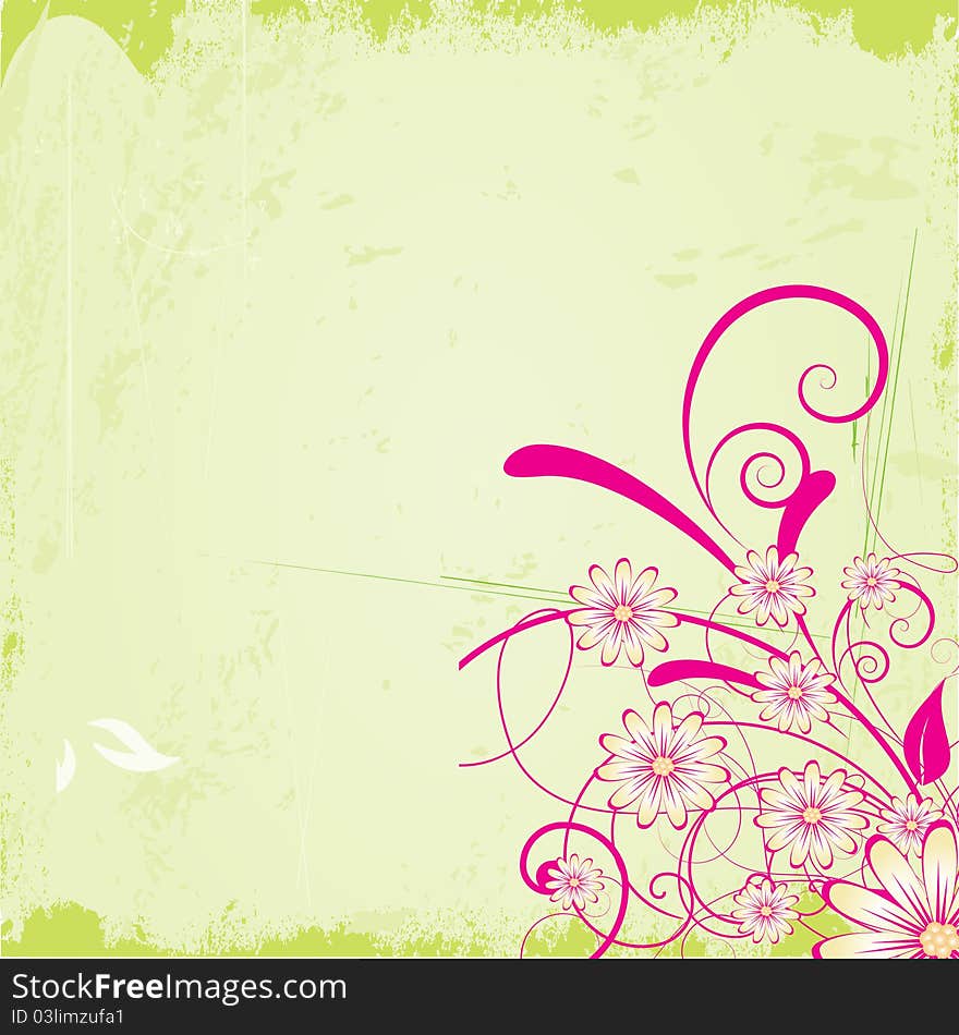 Grunge floral background with nice sample text