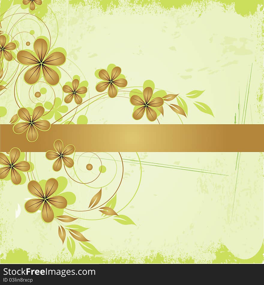 Grunge floral background with nice sample text