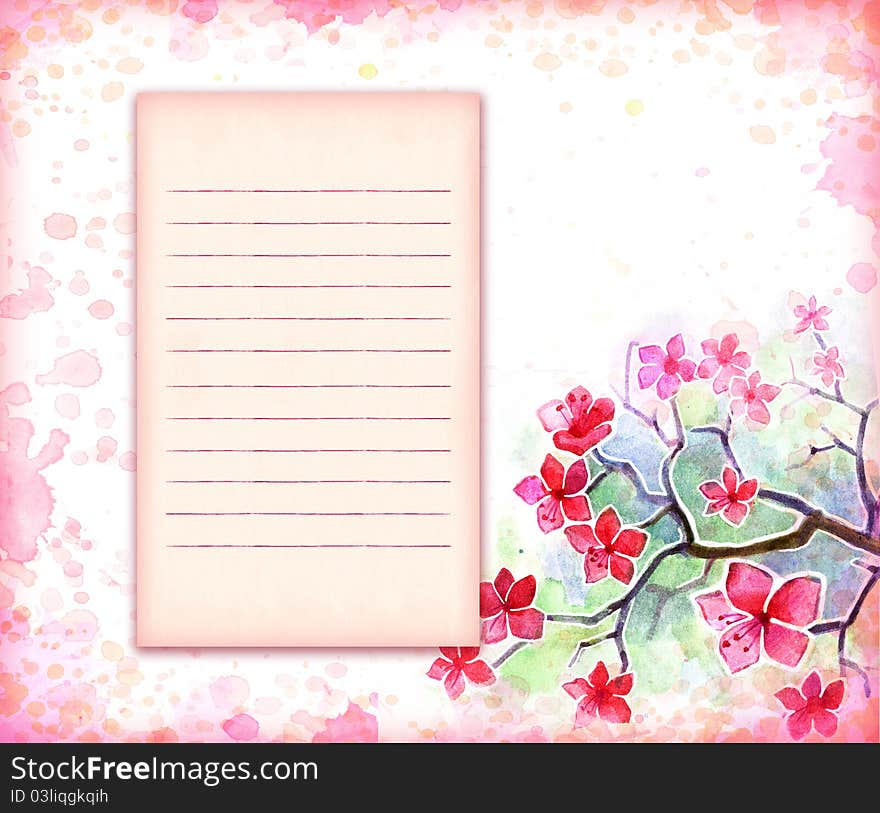 Vintage background with pink flowers