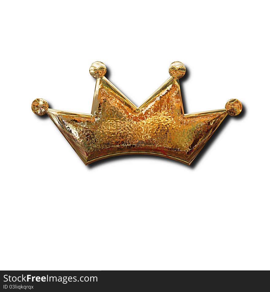 Golden crown sign. Isolated object with shadow. Golden crown sign. Isolated object with shadow