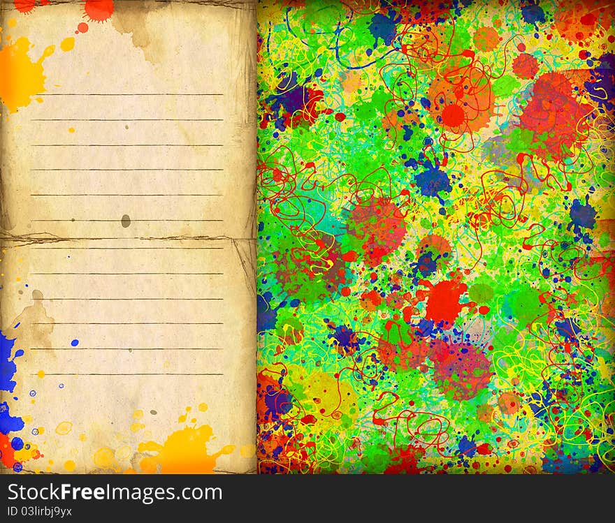 Colorful watercolor background with drops of paint