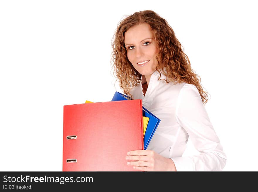 Young business professional with a binder in-hand. Young business professional with a binder in-hand