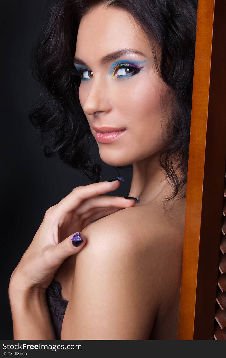 Professional colourful make-up and manicure