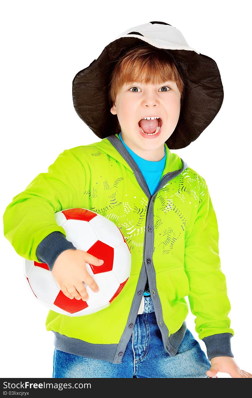 Portrait of a funny boy in a ball hat. Isolated over white background. Portrait of a funny boy in a ball hat. Isolated over white background.