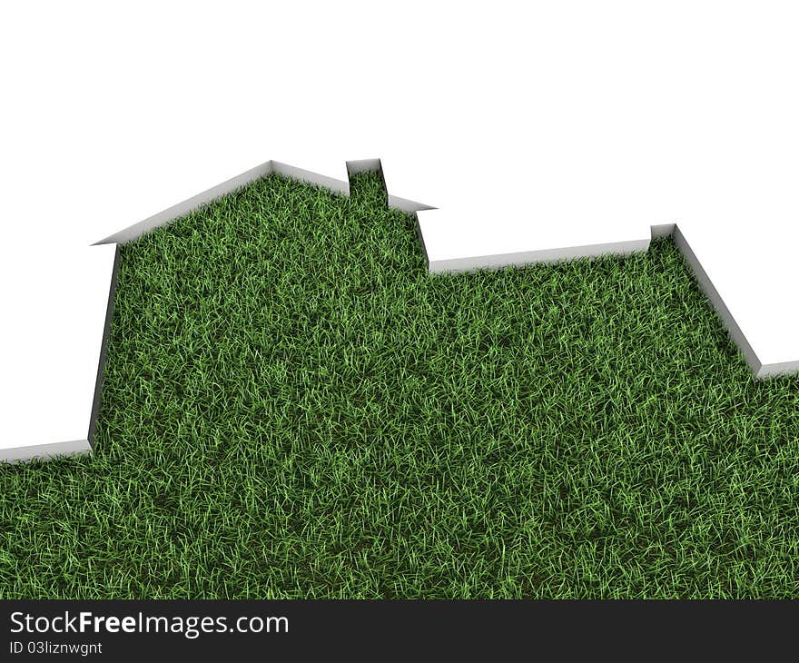 House shape on green grass