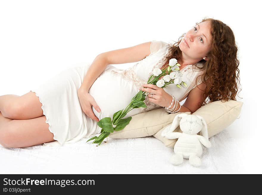 Pregnant woman caressing her belly