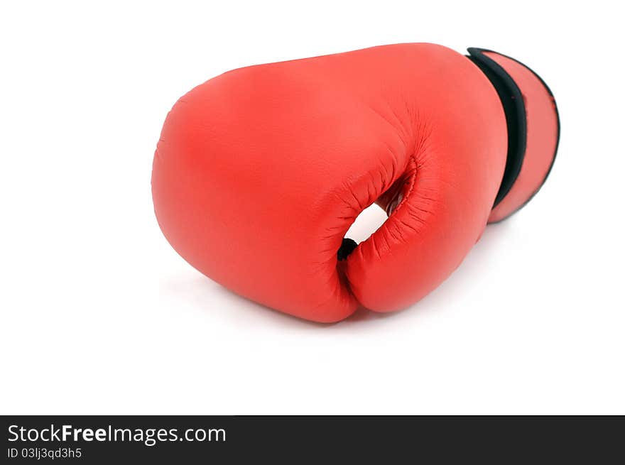 Red boxing glove on white background