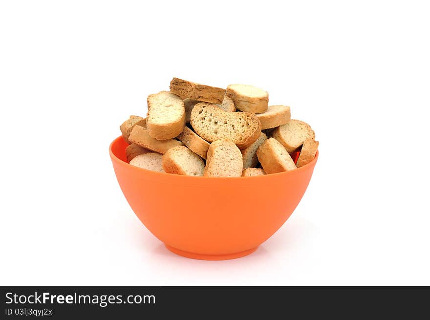 Orange Bowl with bread crumbs. Orange Bowl with bread crumbs