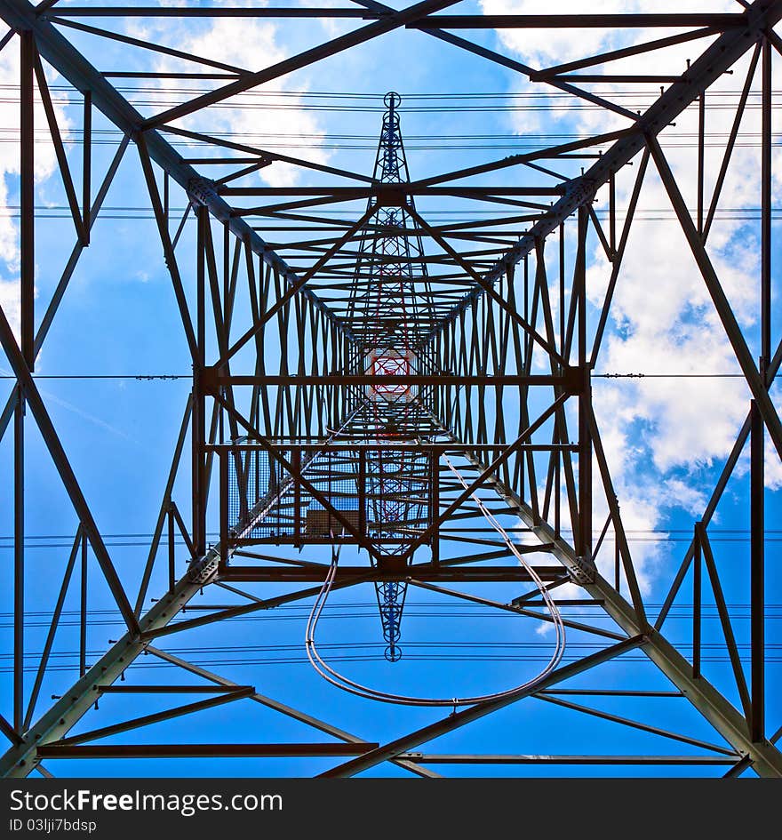 Electricity tower with blue sky