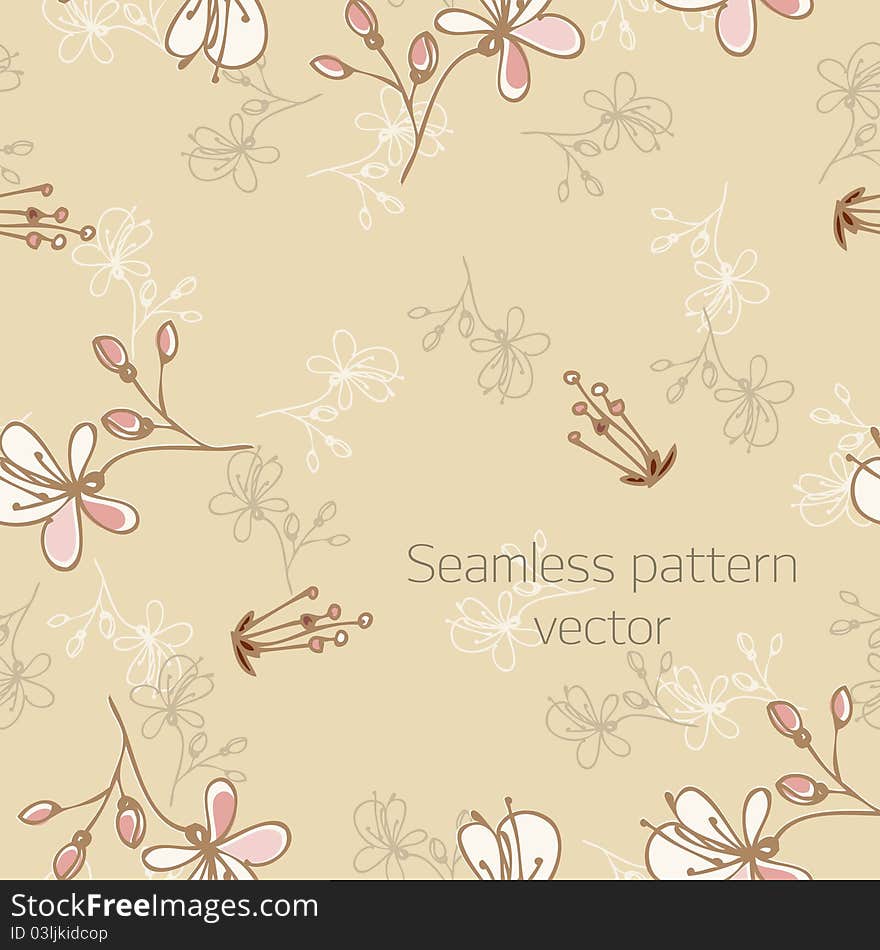 Vector Illustration: Seamless Pattern With Florets