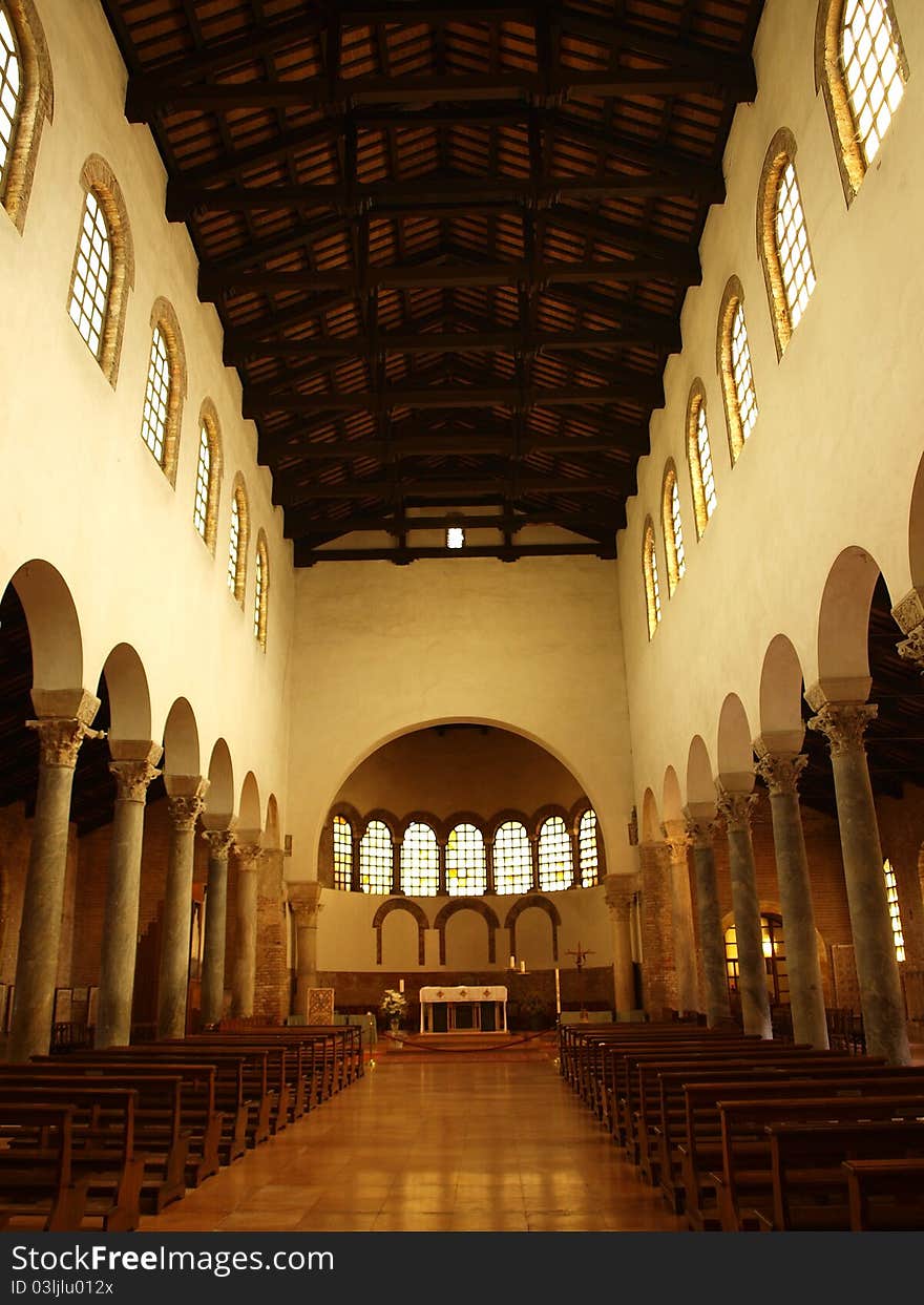 The interior of the Church of Saint John The Evangelist, Ravenna, Italy. The interior of the Church of Saint John The Evangelist, Ravenna, Italy